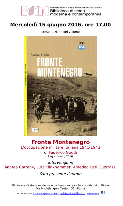 Fronte Montenegro. L’occupazione militare italiana 1941-1943