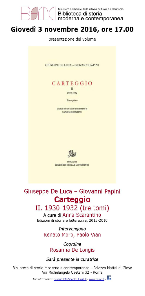 Giuseppe De Luca – Giovanni Papini, Carteggio. II. 1930-1932 (tre tomi)