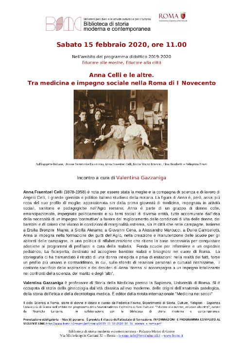 Anna Celli e le altre. Tra medicina e impegno sociale nella Roma di I Novecento